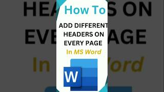 How To Add Different Header On Each Page In Ms word #msoffice #microsoftoffice #computer #exceltips