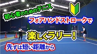 初心者のためのテニス　フォアハンドストロークで楽しくラリー！先ずは短い距離から。Tennis Rise テニス・レッスン動画