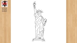 How to Draw a Statue of Liberty | Easy Lady Liberty Sketch Step by Step Drawing | Ellis Island