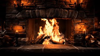 Rustic Fireplace with Burning Logs and Crackling Sounds in a Cozy Setting for Deep Sleep