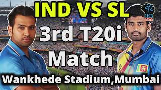 Live Match:IND vs SL 3rd T20 live,INDIA VS SRI LANKA T20i IND won by 5 WKTS