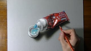 Hyperrealistic speed drawing of a toothpaste tube