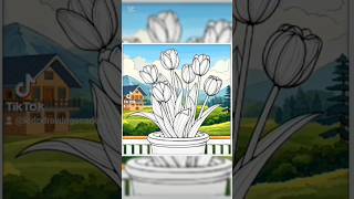 Beautiful tulip flower 🌷 🌼 colouring #drawing #art #colors #youtubeshorts #shorts #viralvideo