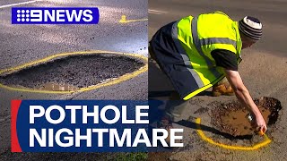 Victorians resort to filling potholes themselves as conditions worsen | 9 News Australia