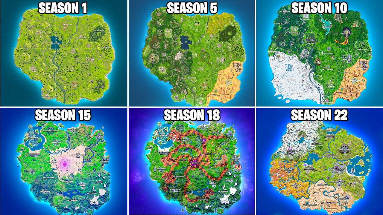 Evolution Of Fortnite Map (Chapter 1 Season 1 - Chapter 3 Season 4 ...