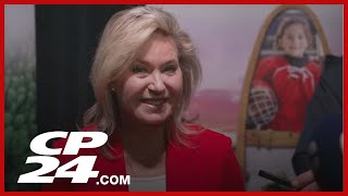 Ontario Liberal leader Bonnie Crombie speaks to reporters in North Bay