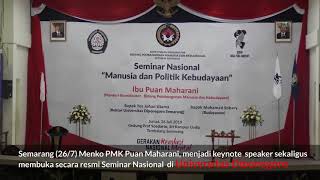 Menko PMK Membuka Seminar “Manusia dan Politik Kebudayaan” di Universitas Diponegoro