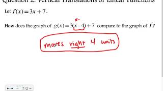 Algebra 3-3: Transforming Linear Functions