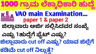 VAO ಜಿಲ್ಲಾವಾರು expected cut off/vao result ಪ್ರಕಟvao exam key answer/village accountreject listupdate