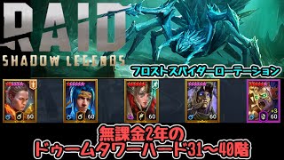 RAID: Shadow Legends　無課金2年のドゥームタワーハード　31～40階　フロストスパイダーローテーション