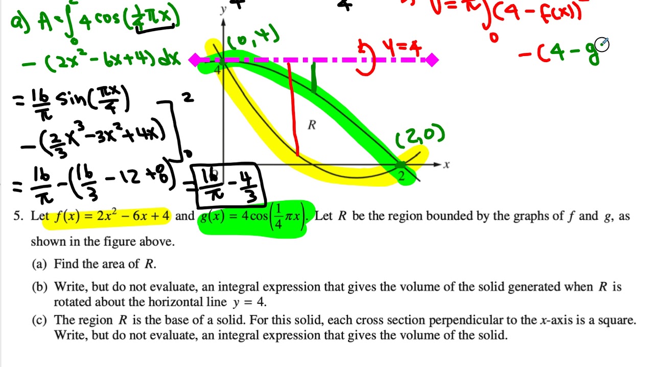 Calculus Worksheet On Area And Volume Applications Of Integral