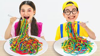 BooTiKaTi Teamwork: Making Rainbow Magic Noodles with Cooking Toys| Funny Adventures with BooTiKaTi