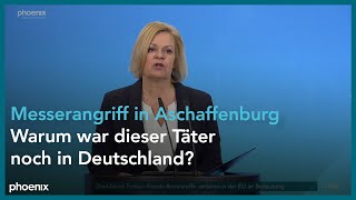 Messerangriff in Aschaffenburg: Statement von Nancy Faeser und Friedrich Merz