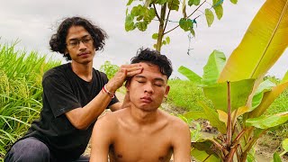 Drizzling In The Rice Fields With ASMR Relaxing Facial Massage Video 💆‍♂️ @ridhomassageind