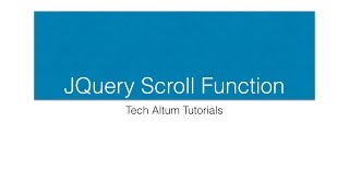 Jquery Scroll Tutorial, Jquery Scroll