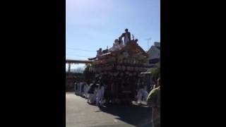 2014年宗我神社例大祭 下曽我駅前ロータリー 曽我岸山車 辻回し！