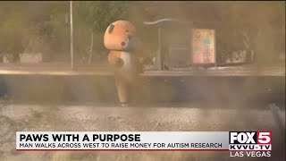 Man in bear suit walks from California to Nevada supporting autism research