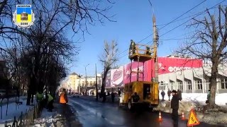 Черкаський тролейбус- Збили опору контактної мережі 15.01.2016 / Cherkasy trolleybus- Shot down