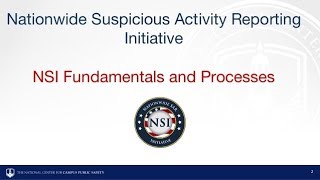 The Nationwide Suspicious Activity Reporting (SAR) Initiative (NSI)