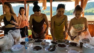 ล่องเรือสำราญ ทีหลวงพระบางริมแม่นำโขงกับอาหานอร่อย ມາລອງເຮືອຊົມທຳມະຊາດຢູ່ເມືອງຫລວງນຳກັນເດີ້