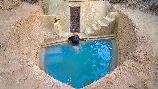Girl Living Off Grid, Built Swimming Pool Villa Underground by Ancient Skills