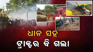 ଧାନ ସହ ଟ୍ରାକ୍ଟର ବି ଗଲା   | Odisha Reporter