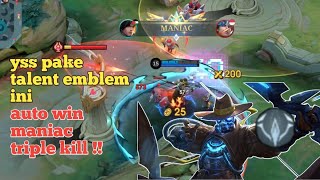 TUTORIAL YSS MELAWAN HERO TIER SS CARA BERKONTRIBUSI DARI EARLY SAMPE MANIAC TRIPLE KILL - MLBB