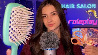 ASMR - Roleplay Hair Salon 💇‍♀️🫶(brushing, trim, styling)