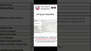 UTI Quant Fund New Fund Offer (NFO)