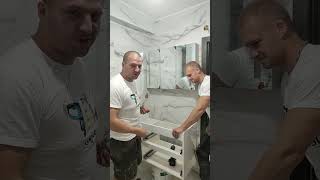 Монтаж на шкаф с мивка за баня #баня #монтаж #bathroom