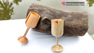 Make a wine glass from recycled wood and epoxy resin | Wooden wine goblet from a log | DIY |
