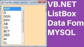 VB.NET - How To Populate ListBox From MySQL DataBase Using Visual Basic .Net [ with source code ]