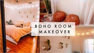 ♡ EXTREME BOHO BEDROOM MAKEOVER | TRANSFORMATION + ROOM TOUR ♡