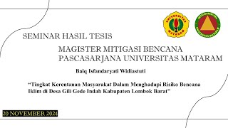 Seminar Hasil Tesis Mahasiswa Magister Mitigasi Bencana