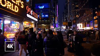 New York City Streets at Night: Walking Along Broadway