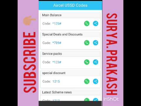 All USSD Aircel Code 2018, Balance, own number, Last 5 call, VAS deactivation All USSD Aircel Code 2018, Balance, own number, Last 5 call, VAS deactivation
