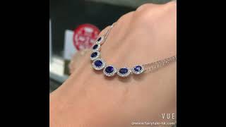 18K Gold Royal Blue Sapphire Diamonds Necklace #藍寶石 #sapphire