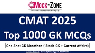 CMAT 2025 Exam: Top 1000 Most Expected GK MCQs for CMAT Exam🔥|| One Shot GK Marathon in 2.5 Hours