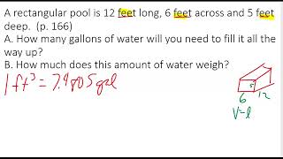 Conversions with Water (total gallons and weight)