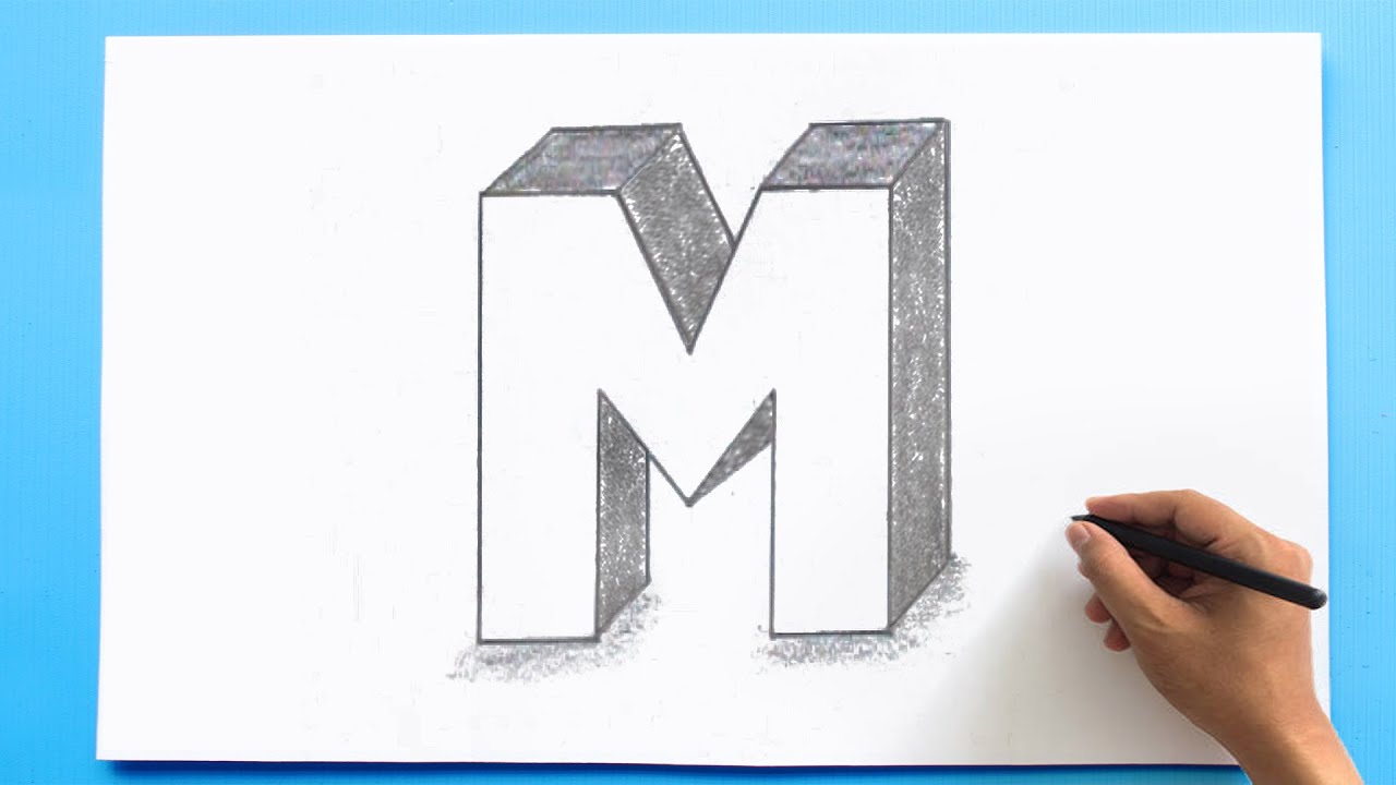 3d Letter Drawing M Youtube 3d Letter Drawing M Youtube