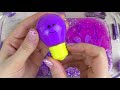 PURPLE SLIME Mixing makeup and glitter into Clear Slime Satisfying Slime Videos