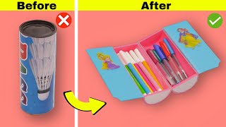 How to make pencil box | DIY homemade pencil box from waste box | DIY school supplies
