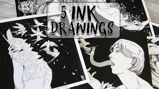 FIVE SURREAL INK DRAWINGS - Inktober 2019