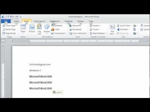 Word 2010: Keyboard Shortcuts Word 2010: Keyboard Shortcuts