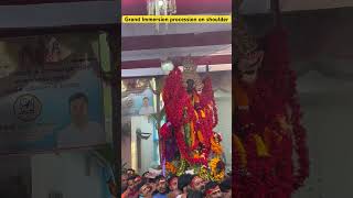 Grand Kali immersion on shoulder| Bidyadharpur kali puja bhasanib#viralvideo #youtubeshorts#kalipuja