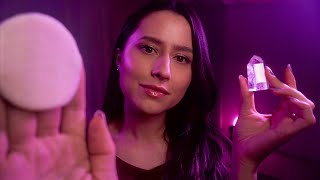 ASMR Personal attention for sleep, no talking 🌧 face brushing, crystal, massage,