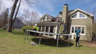 JUMPING OFF ROOF INTO A TRAMPOLINE!!!