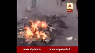 Ahemdabad: bharatbandh dalits protest Gomtipur fire tyre