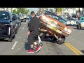GAS HOPPING LOWRIDER 64 Impala Hits Back Bumper on the Blvd!