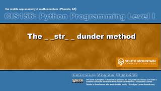 Python 08D - The __str__ dunder method